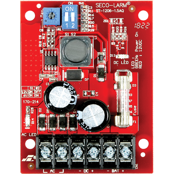 Seco-Larm ST-1206-1.5AQ Power Supply/Charger, 1.5A Continuous, 2.0A Peak