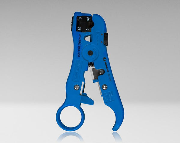 Universal Cable Stripping Tool with Cable Stop for COAX, Network, and Telephone Cables