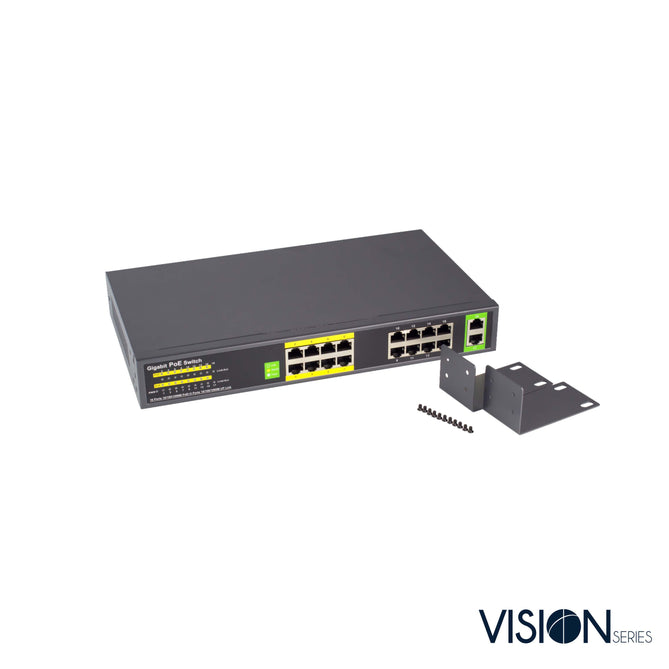 Invid VIS-GIGPOE16-2 16 Ports Gigabit PoE Ethernet Switch