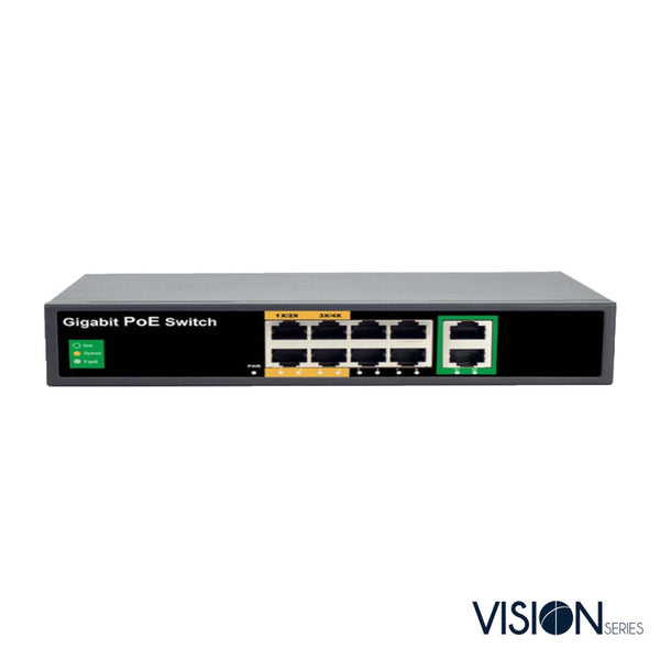 Invid VIS-GIGPOE8-2 8 Ports Gigabit PoE Ethernet Switch