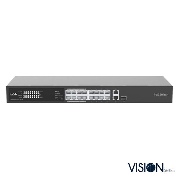 Invid VIS-LRPOE16-2AN 16-Port PoE Switch with 2 Uplink Ports