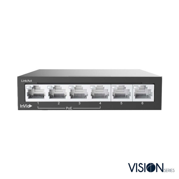 Invid VIS-LRPOE4-2N 4-Port PoE Switch with 2 Uplink Ports