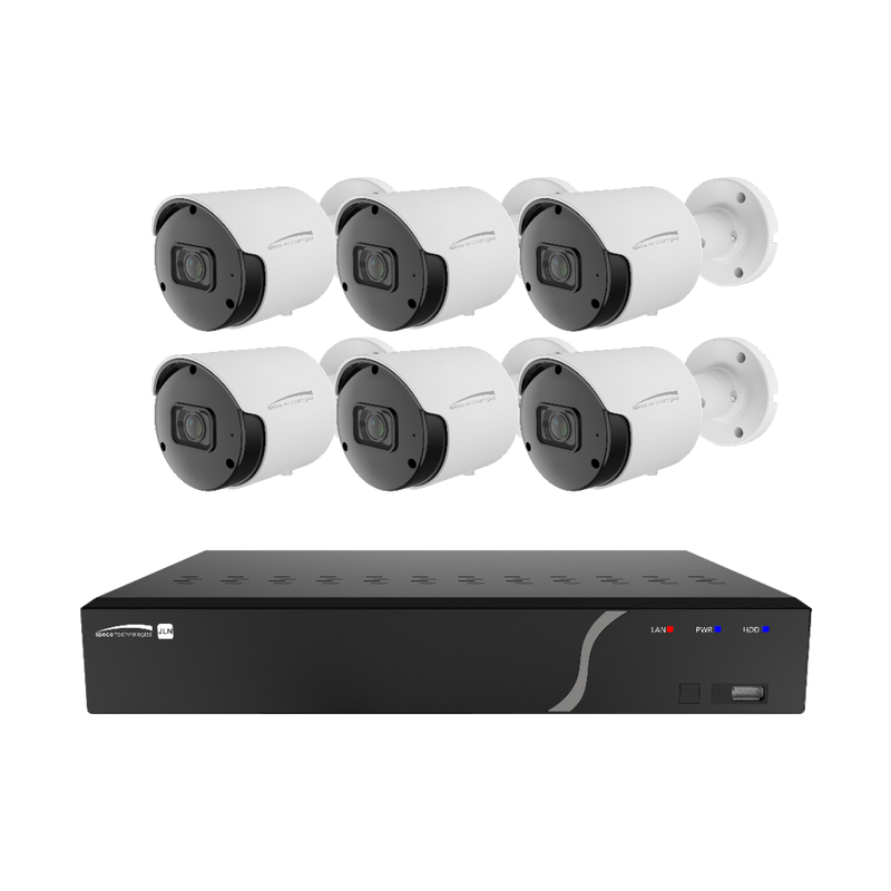 Speco ZIPN8B2 8 Channel Analytic Surveillance Kit with Six 8MP IP Cameras and 8 Built-In PoE Ports, NDAA Compliant