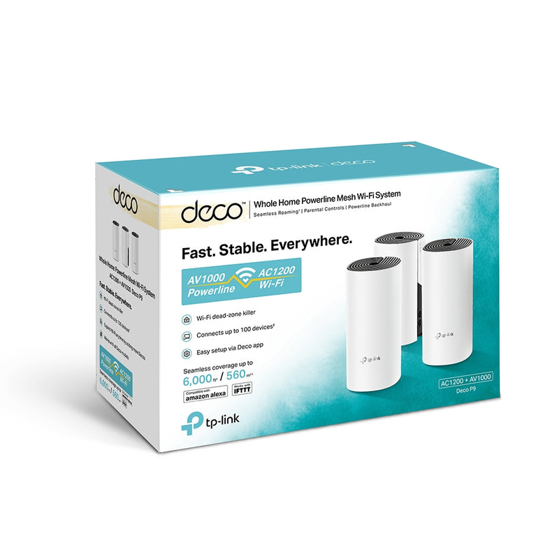 TP-Link Deco P9(3-pack) AC1200 + AV1000 Whole Home Hybrid Mesh Wi-Fi System